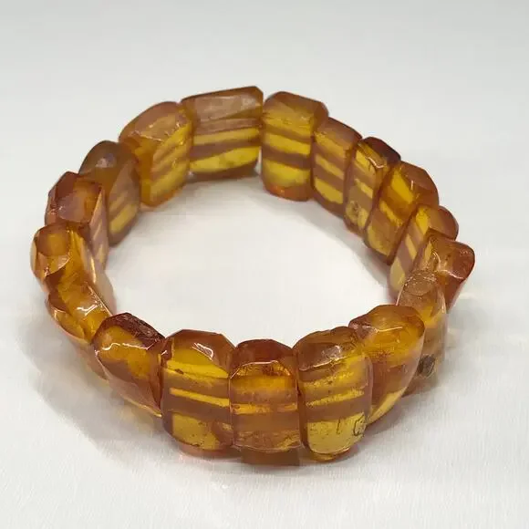 Vintage BALTIC AMBER Stretch BRACELET 20 Grams Dark and Light Honey Color - Picture 15 of 17